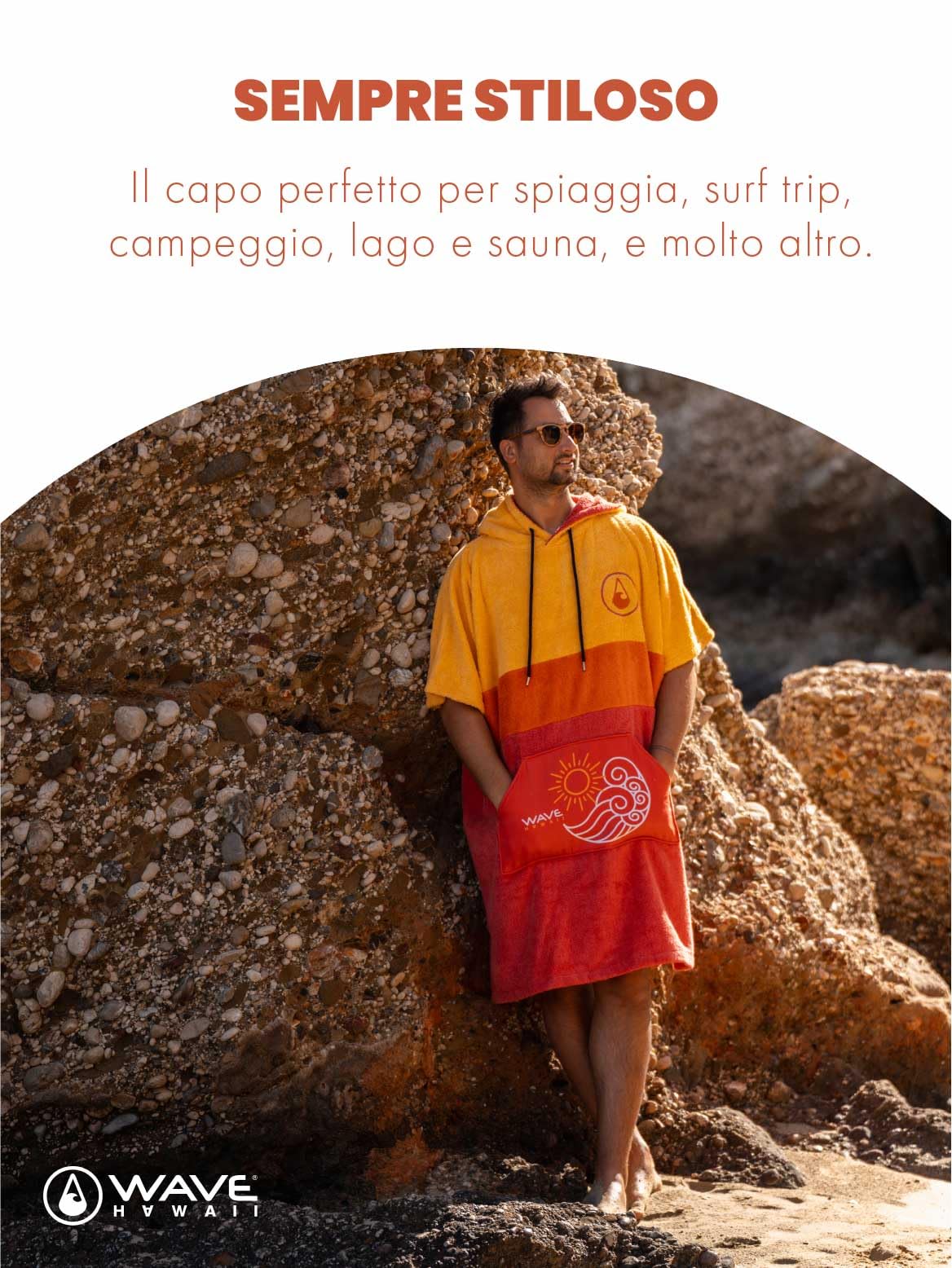 WAVE HAWAII Poncho da surf per corpi da 170 – 200 cm, 100% cotone ecologico, in velluto, per nuoto, spiaggia, surf, poncho da doccia, per adulti