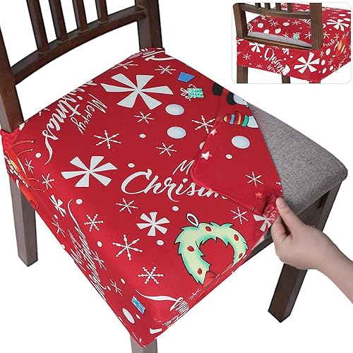 NIBESSER Juego de 4 fundas de asiento para sillas de comedor, elásticas, suaves, extraíbles y lavables, para comedor, fundas de cojín de asiento