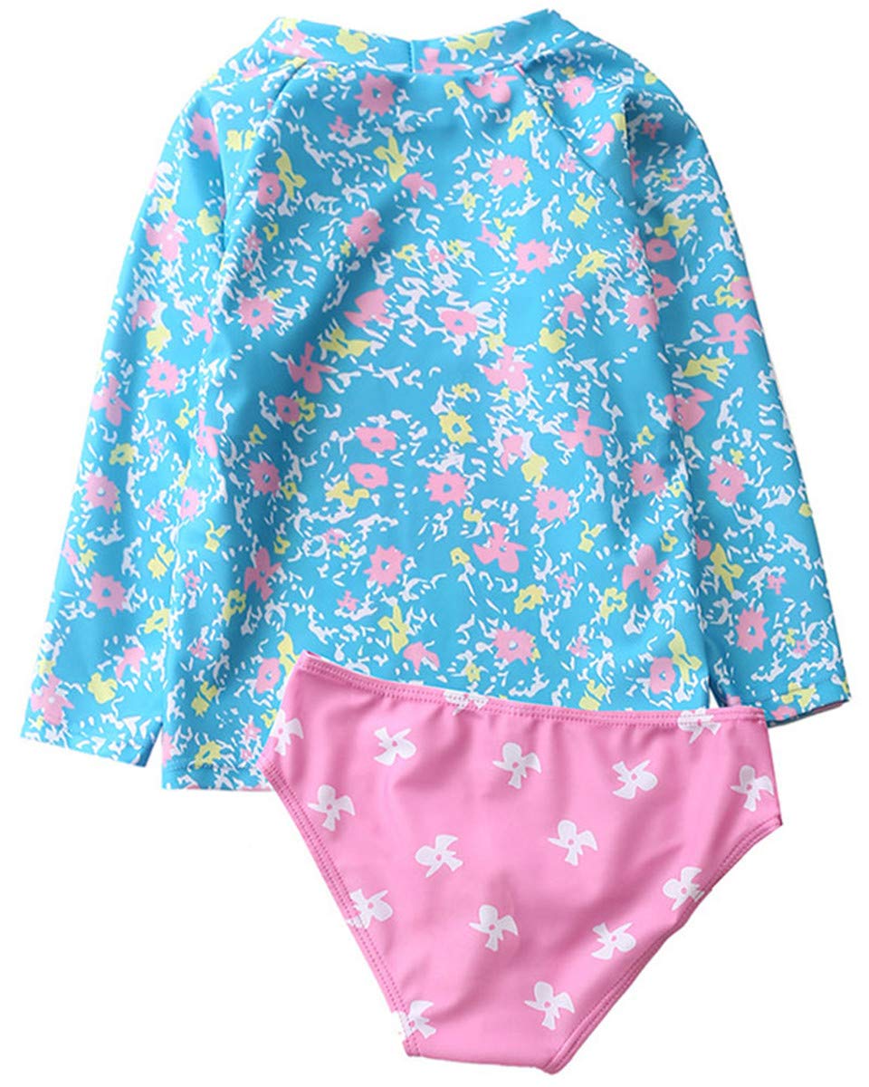 Baby Kids Girls Two Pieces Swimwear Mermaid Flamingo Hedgehog Sun Protection Swimsuit UV Rash Guard Sets (12-18 Months/Tag S, Swim#B)