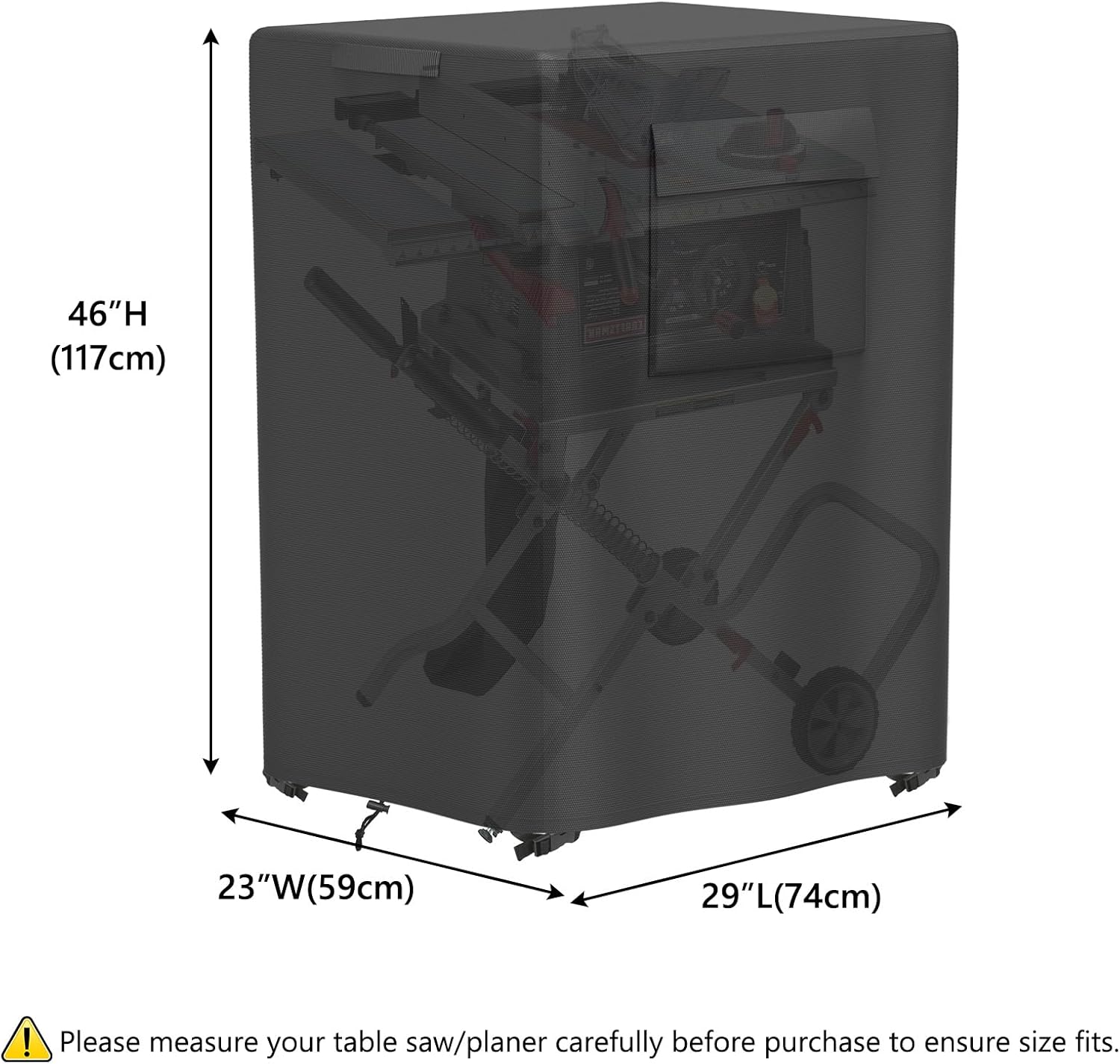 Gasadar Table Saw Cover 29in Outdoor Portable Table Saw Cover Fit for Most Planer Machines High Density Waterproof Dustproof Oxford Facric 29"L x 23"W x 46"H Black
