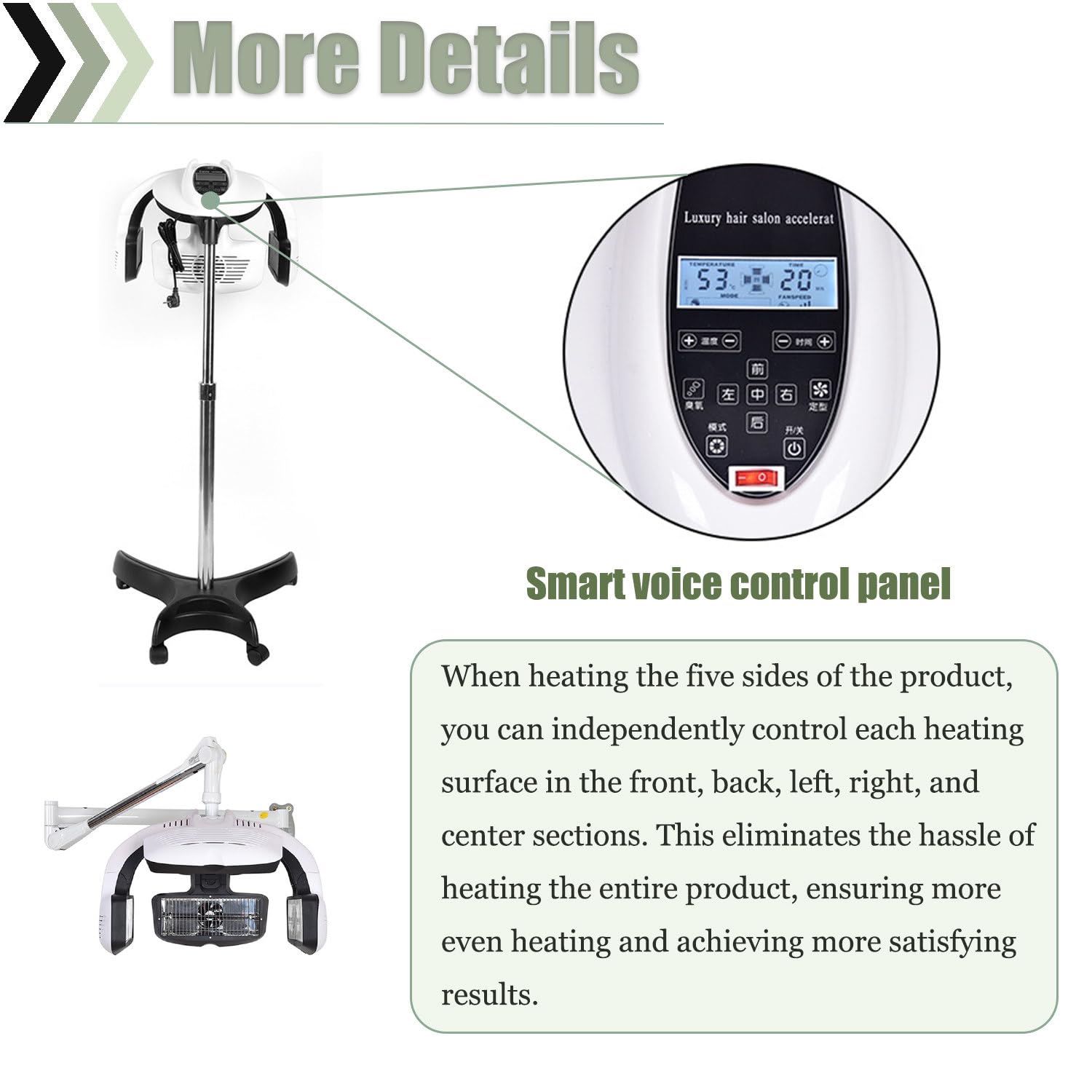 Secador de Pelo multifunción, secador de Pared para salón con Brazo Giratorio y LED, Ideal para teñir, secar, Hornear, aplicar Aceite, Calentar y cuidar el Cabello Wall-Mount