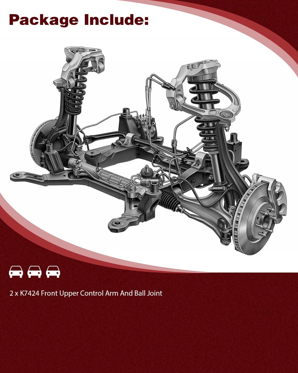 Front Upper Control Arm And Ball Joint Fit for Dodge for Durango 2004-2009 for Dodge Ram 1500 2002-2005 for Chrysler Aspen 2007 2008 2009, K7424 Suspension Kit (2Pcs)