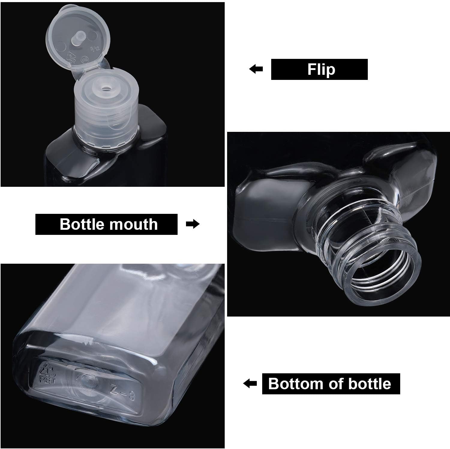 Patelai 50 Pcs Clear Empty Travel Bottles 30 ml/ 1 oz Flip Cap Empty Hand Sanitizer Bottles Container Portable Refillable Flip-top Container for Travel Outdoor Camping Business Trip - Image 3
