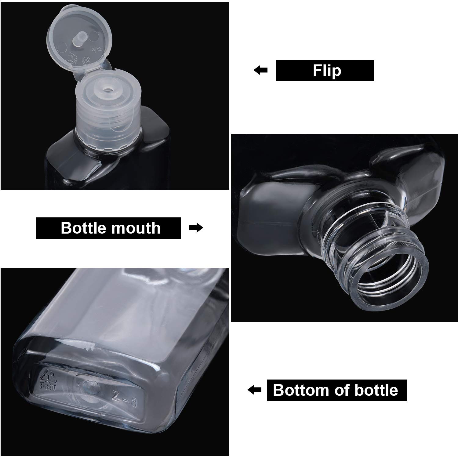50 Bouteilles de Voyage Vides Transparentes 30 ml/ 1 oz Conteneur Vide avec Capuchon Rabattable Bouteilles Rechargeables Portables avec Capuchon Rabattable pour Voyage Camping en Plein Air
