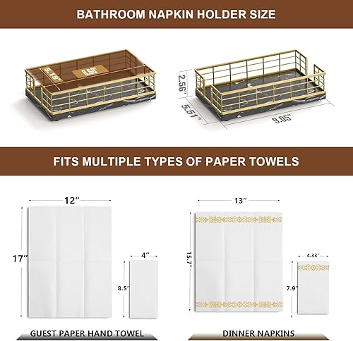 Vista 36 de Wican Bandeja para toallas de invitados para baño, soporte de servilletas de roble y hierro para tocador, mesa de comedor, cesta de madera