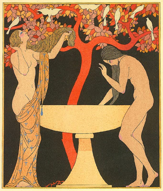 Affiche George Barbier pochoir Songs of Bilitis peinture murale pour sublimer votre foyer