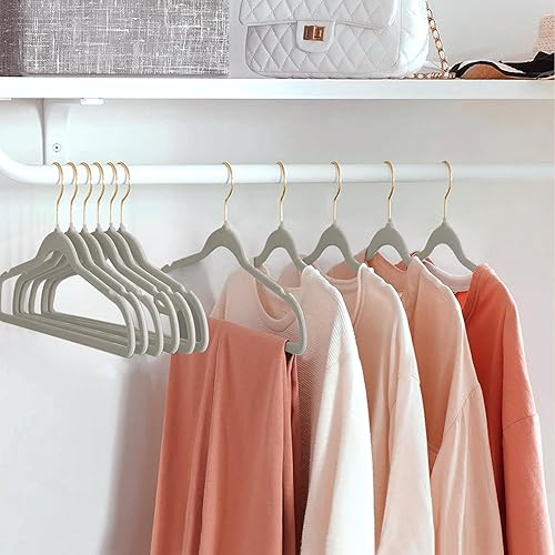 Miniatura 9 de ManGotree Perchas de terciopelo para abrigos, perchas antideslizantes de fieltro para trajes, colgador de ropa ultradelgado que ahorra espacio con