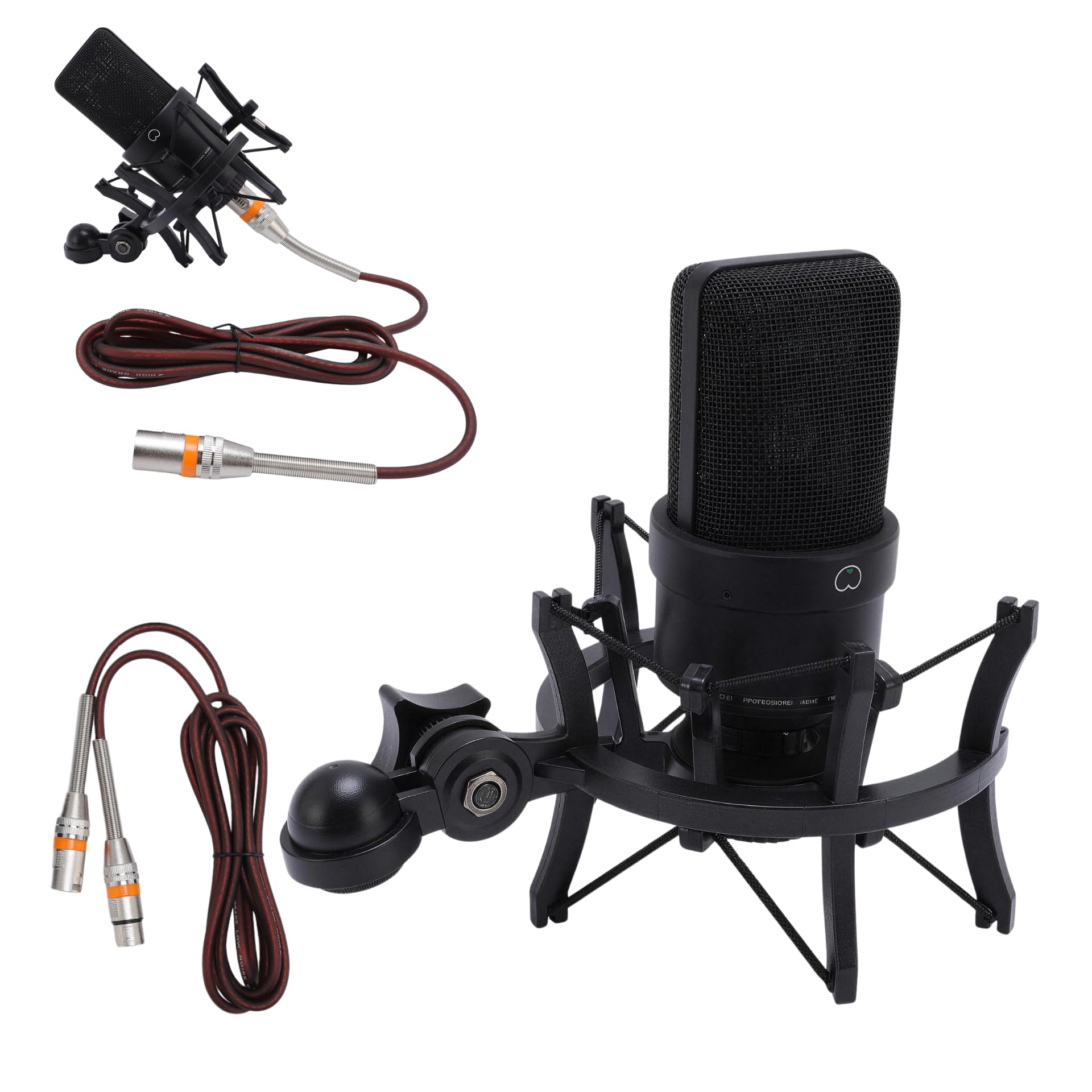 Microfono a condensatore XLR da 26 mm, a grande membrana, con supporto antiurto, uscita XLR e filtro pop per streaming, registrazioni, giochi, produzione musicale