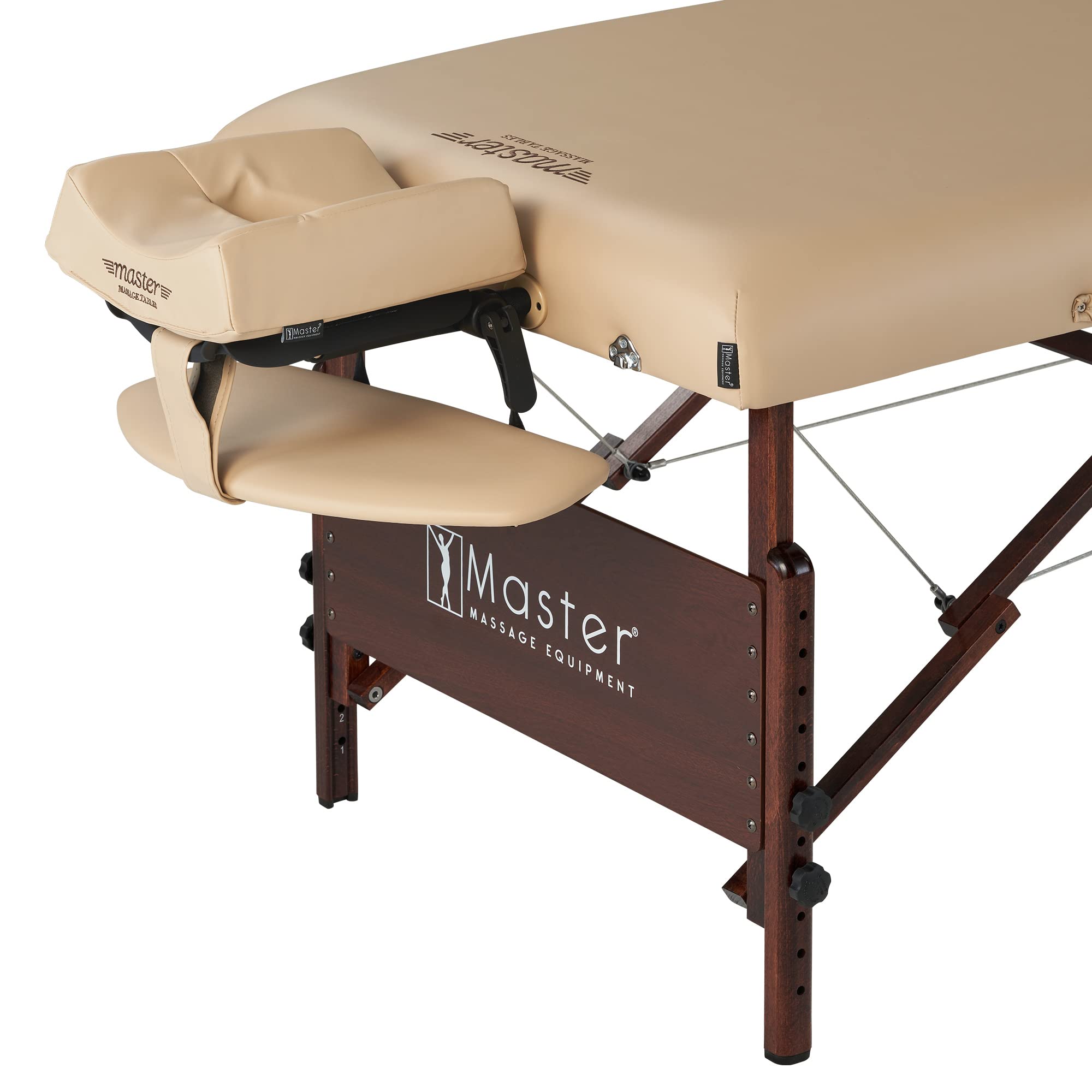 Master Massage 71 cm Del Ray Pro mobilny leżak do masażu ThermaTop, zintegrowany system grzewczy, składany, przenośne łóżko z drewna, paczka, kolor beżowy