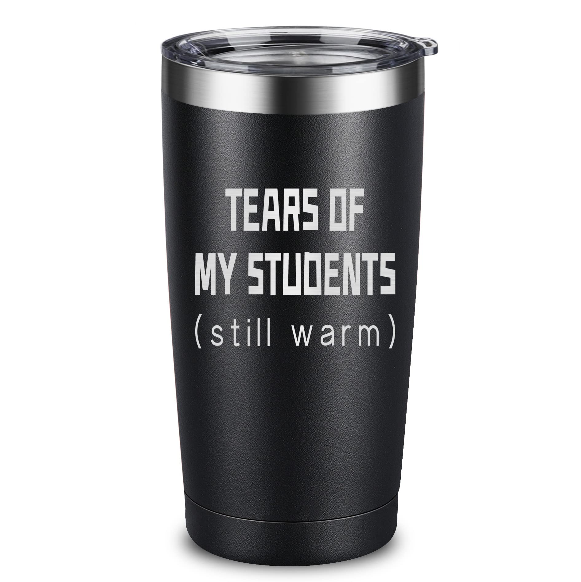 ARIABLE Tears of Students Coffee Mug - Funny Gifts for Teacher - 20 Ounce Engraved Stainless Steel Insulated Tumbler, Black