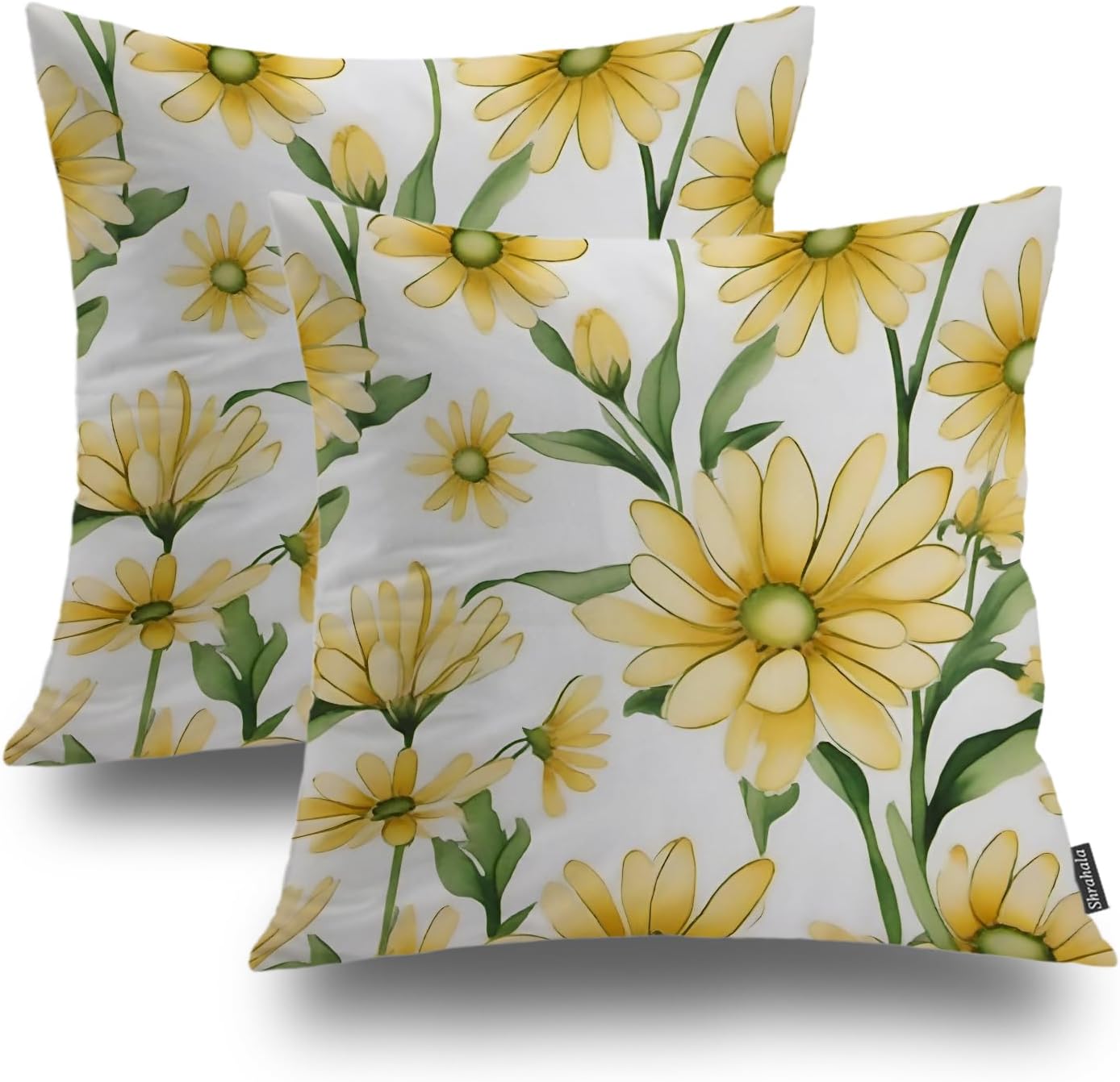 Shrahala Flower Pillow Spring Pillow Cases, Summer Pillow Covers 20X20 Garden Flowers in A Wooden Box Home Decor Blended Double-Sided No Inserts for Bedroom Living Room Set of 2