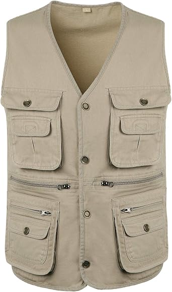 Mens Casual Fishing Waistcoat Lightweight Breathable Photography Vest Multi Pocket Utility Gilet Safari Jacket