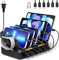 Vista 1 de Estación de carga para múltiples dispositivos, estación de carga múltiple Honcila 6 en 1 para teléfono celular, tableta, iPhone, iPad y más
