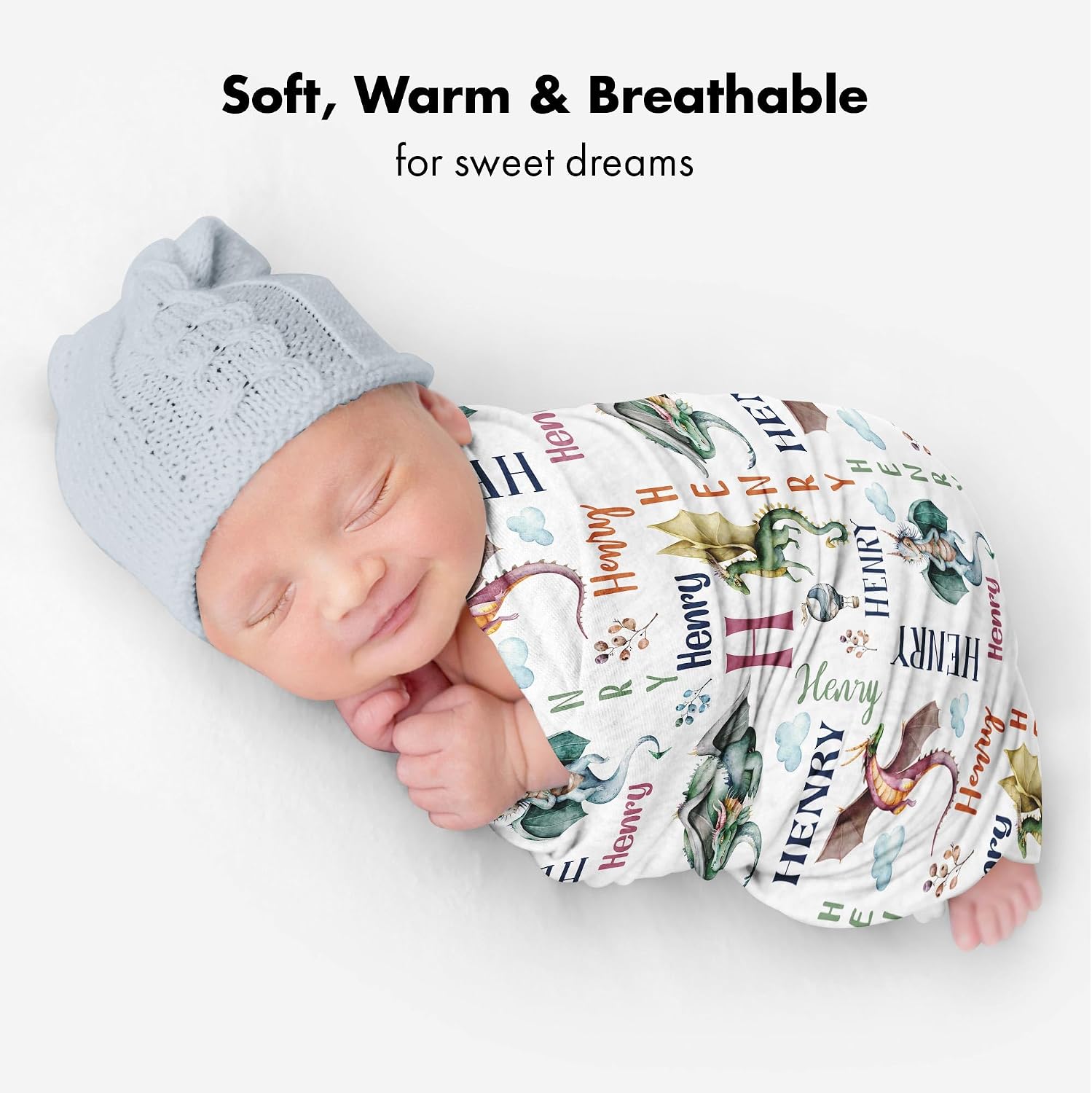 Personalized Mythical Dragon Baby Blanket, Custom Name Fantasy Creature Soft Fleece, Whimsical Nursery Decor, Enchanted Forest Infant Swaddle, Magic Theme, Unique Newborn Wrap