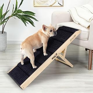2026 Upgraded Dog Ramp for Bed | Foldable Small Large Dog Ramp for Couch, 6 Adjustable Height from 13" to 24", Portable Pet Stairs with Non-Slip Pad