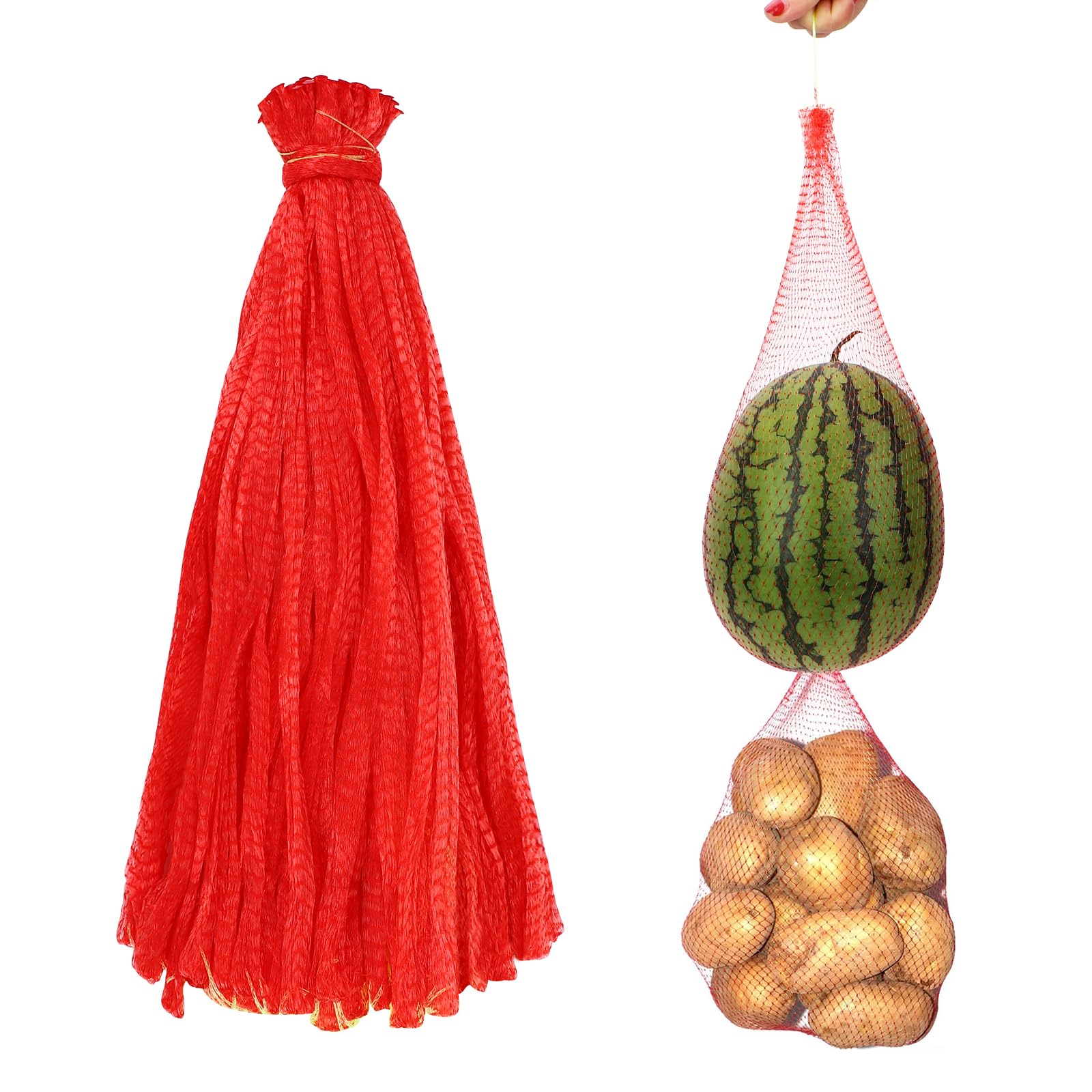 ENPOINT Mesh Vegetable Bags, 100 Pack Melon Hammock for Trellis Reusable Produce Bags Onions Fresh Bag Watermelon Nets Melon Cradle for Garden, Honeydew Melon, Cantaloupe, 19.7 inch