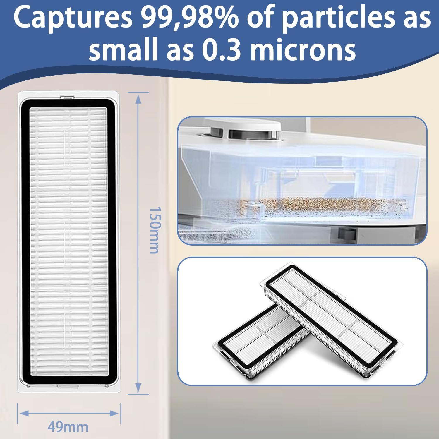 Replacement Accessories Kit Compatible with Dreame D20 Plus Robot Vacuum Cleaner Parts 2 Main Brush 6 HEPA Filters 6 mop Pads 6 dust Bag 6 Side Brush