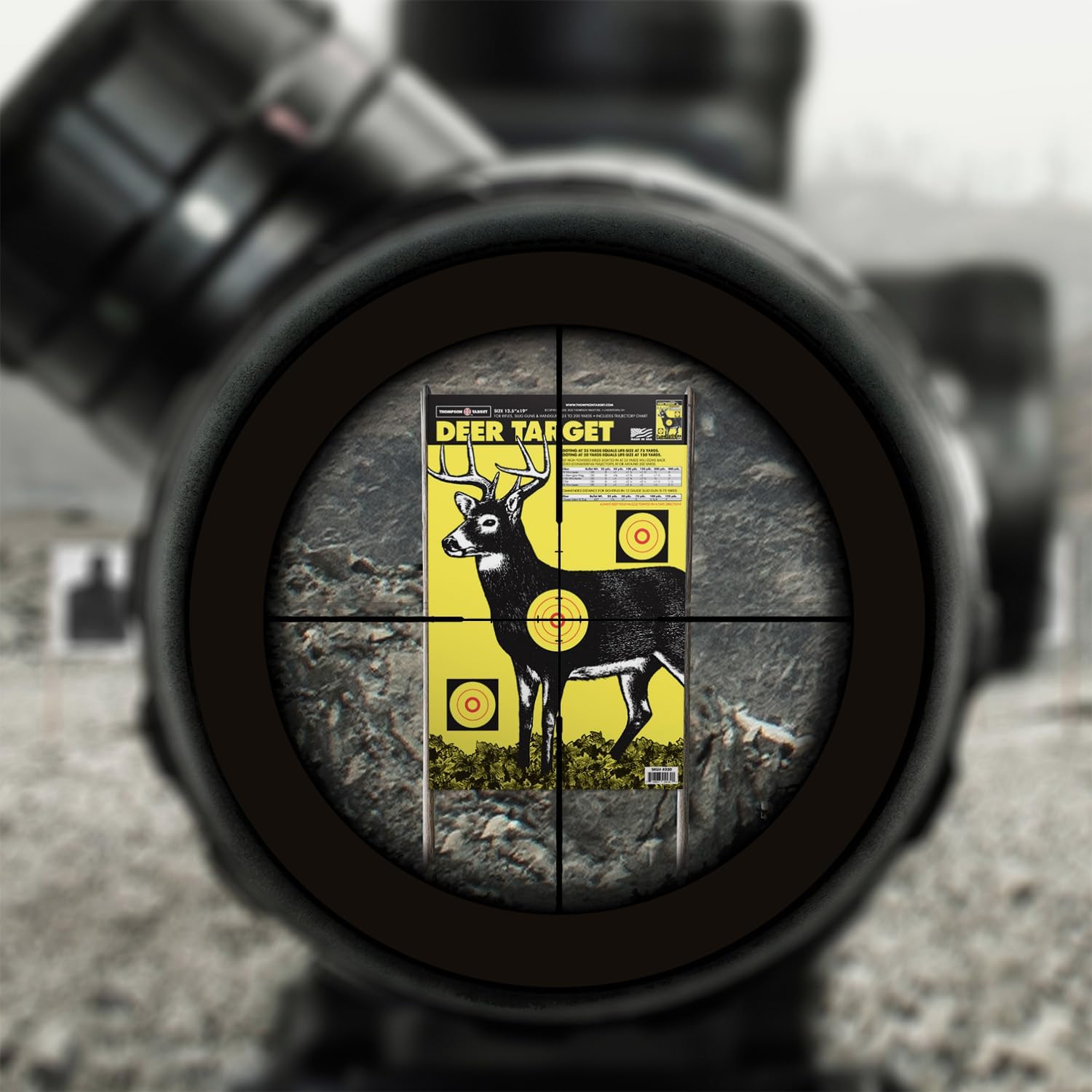 Thompson Target Deer & Bullet Trajectory Chart Premium Ultra Bright Hunting Paper Shooting Targets for Range Training - Made in The USA