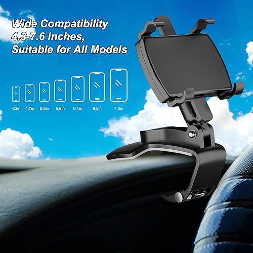 Miniatura 5 de JFX Soporte para teléfono de automóvil, soporte para teléfono de automóvil para salpicadero, operación multifunción con una sola mano, soporte para