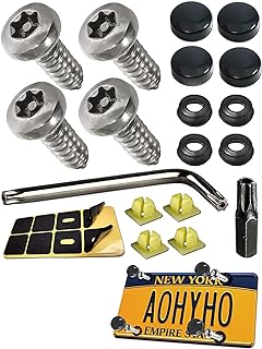 4 Set Anti Theft Licence Plate Screws, SS Rustproof Bolts Fasteners, Universal Torx Head Security Tamper Resistant Tapping License Plate Bolt (Silver #01)