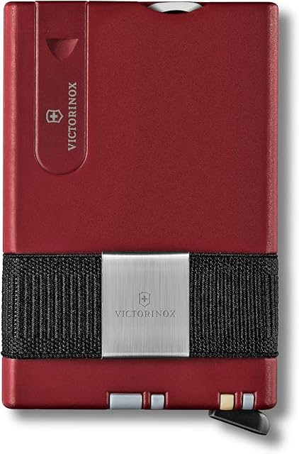 VICTORINOX Portfel na karty Smart Card 2 w 1 z narzędziem wielofunkcyjnym, 10 funkcji, Swiss Made, etui na karty, w zestawie z paskiem na banknoty, Iconic Red (czerwony)
