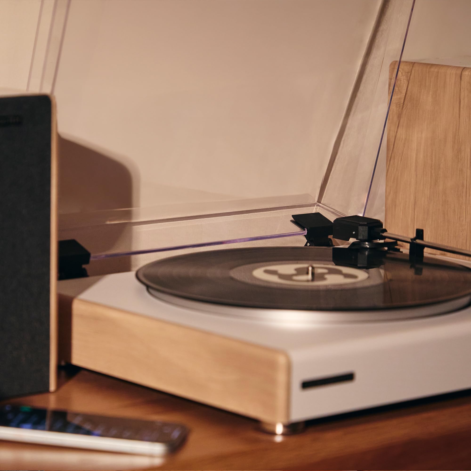 Energy Sistem Spin Giradischi Vinili Bluetooth Vintage Lettore LP 33 45 78 Giri Con Casse Integrate Altoparlanti 40W USB RCA Encoder Auto Stop Ago Magnetico Cartuccia Bambù Piatto Feltro (Legno)