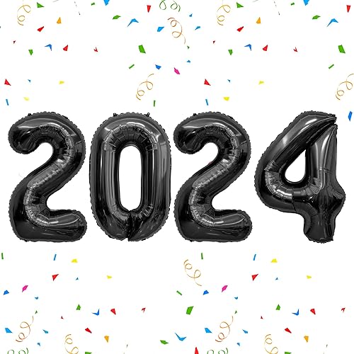 2024 Balloons New Years Decorations 2024 Balloon Numbers Black Number Balloons 40 Inch 2024 Foil Number Balloons 2024 Mylar Balloons New Years Eve Party Supplies 2024 Graduation Decorations Birthday