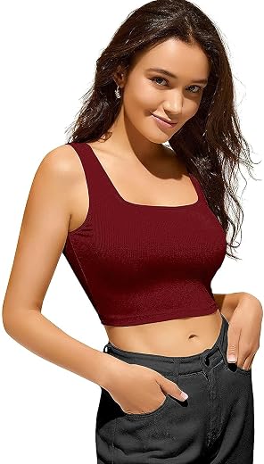 Istyle Can Tops for Women|Crop top Tank top|Beach wear|Stylish Tops|Inner for Women|Ribbed Tops|Spaghetti top|Stretchable ...