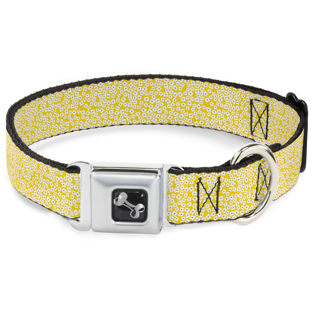 Buckle-Down DC-W33007-WS - Cinturón de Seguridad para Perro, tamaño pequeño, diseño Floral, Color Amarillo, Blanco y marrón
