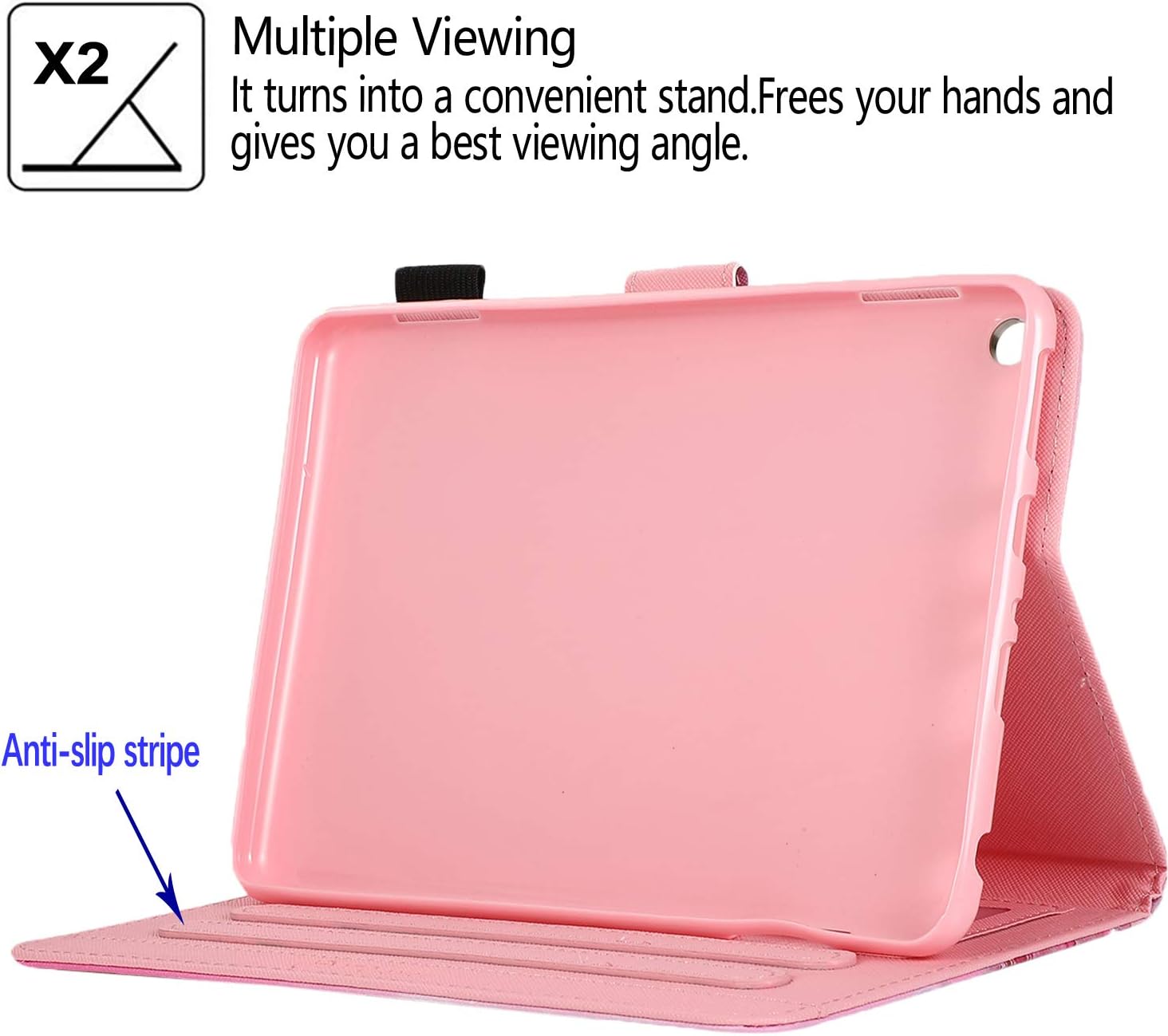 All-New HD 8 2020 Tablet Case, HD 8 Plus 2020 Case, JZCreater Folio PU Leather Smart Case Cover with Auto Wake/Sleep （Not Fit HD 8 Old Versions Prior to 2018）, Color Grid