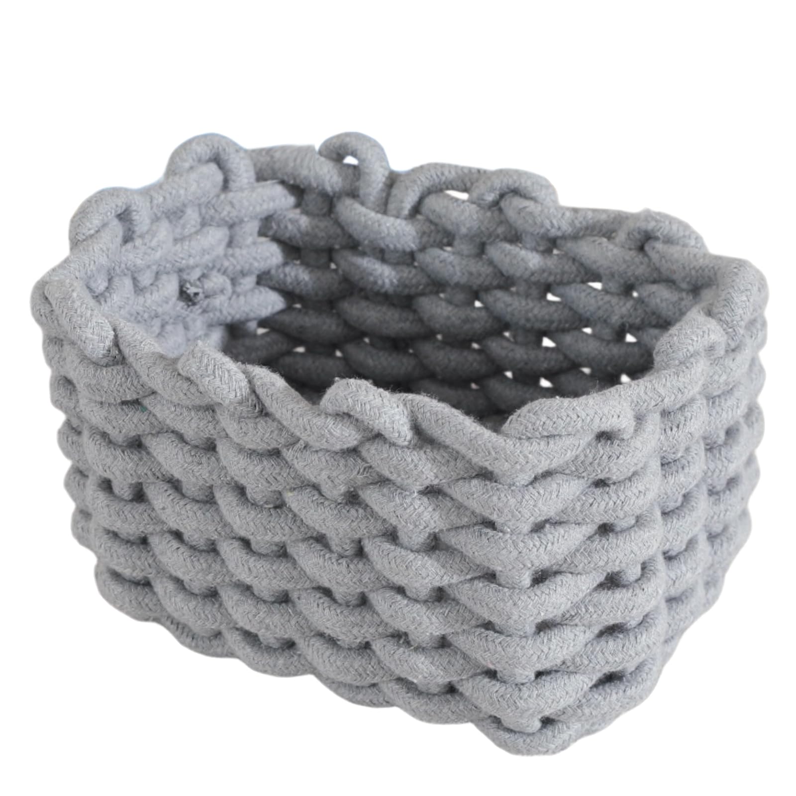 JJQHYC Cotton Rope Basket Woven Storage Baskets Grey Rope Desktop Basket Organizer Bathroom Storage Baskets for Cupboard Nursery Decor