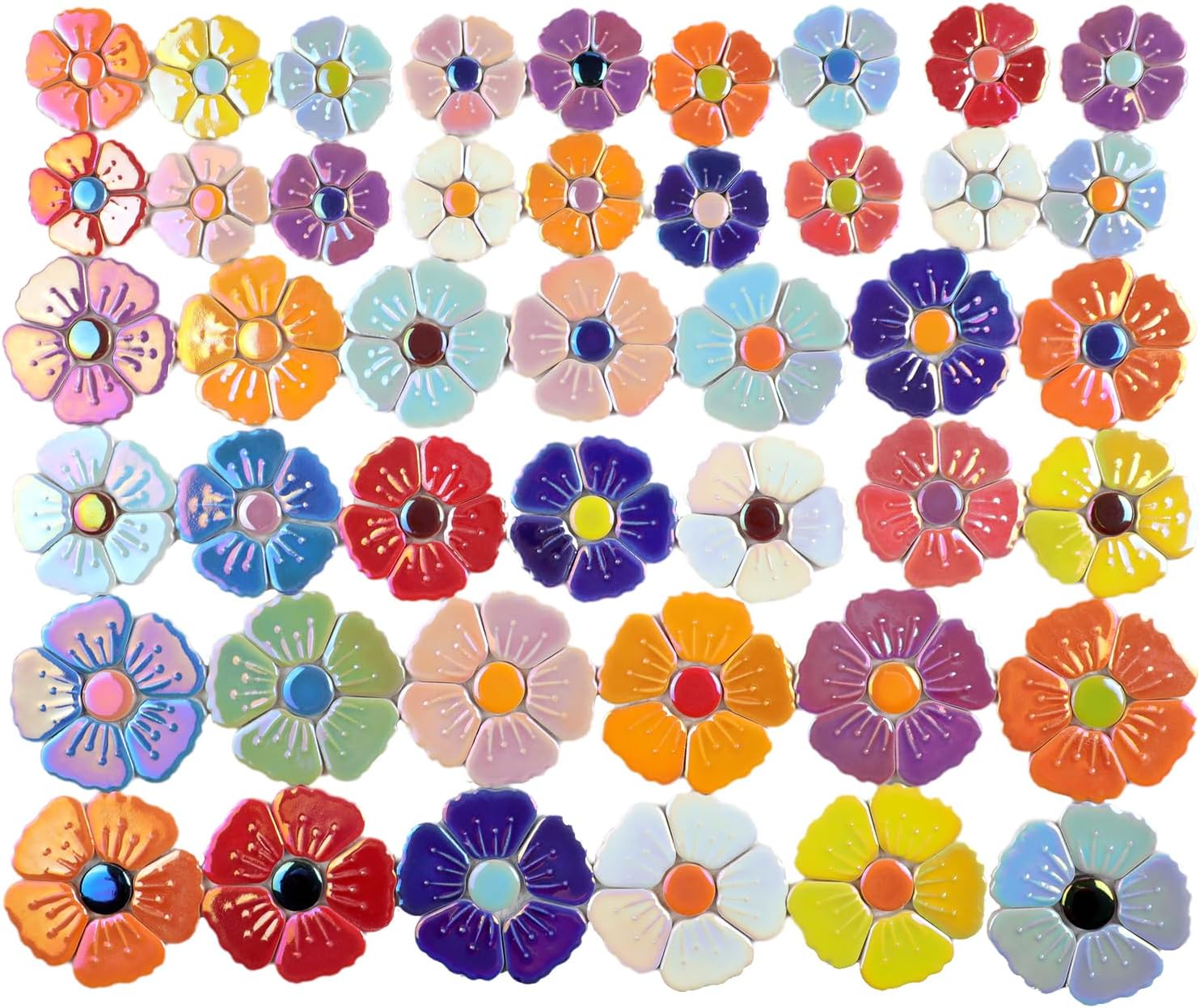 454g (1 LB) DIY Craft Ceramic Mosaic Tiles Flower Animal Mosaic Insect for DIY Hobbies, Blossom Berries for Garden Decoration, Step Stone & All DIY Mosaic Making (NF900i)