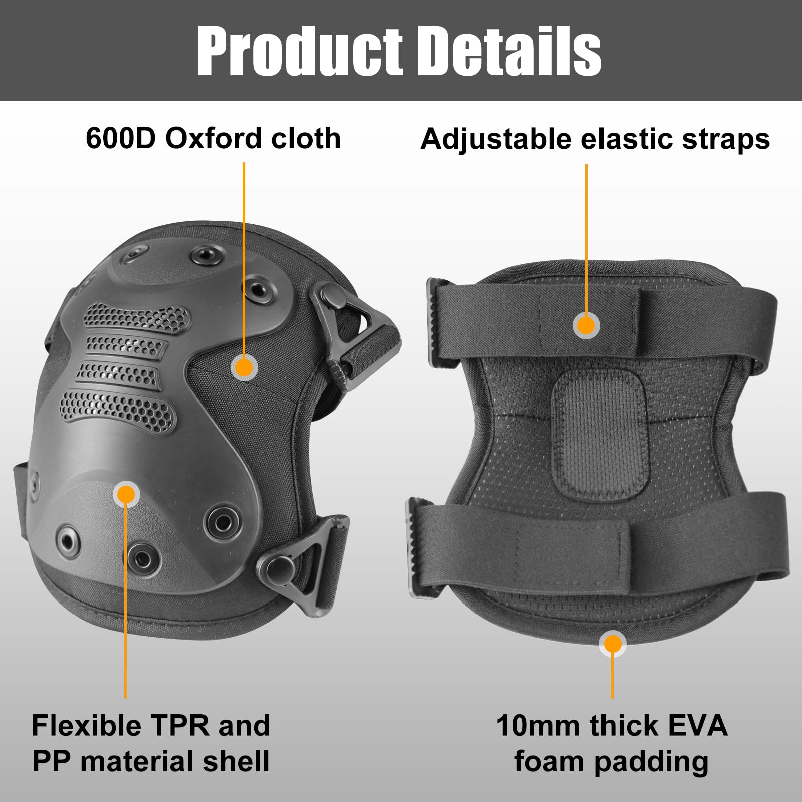 BZTAC Juego de rodilleras de protección de rodilla de combate profesional táctico avanzado para juegos de paintball al aire libre CS Paintball Ciclismo Seguridad Skateboarding Gear Patines Airsoft