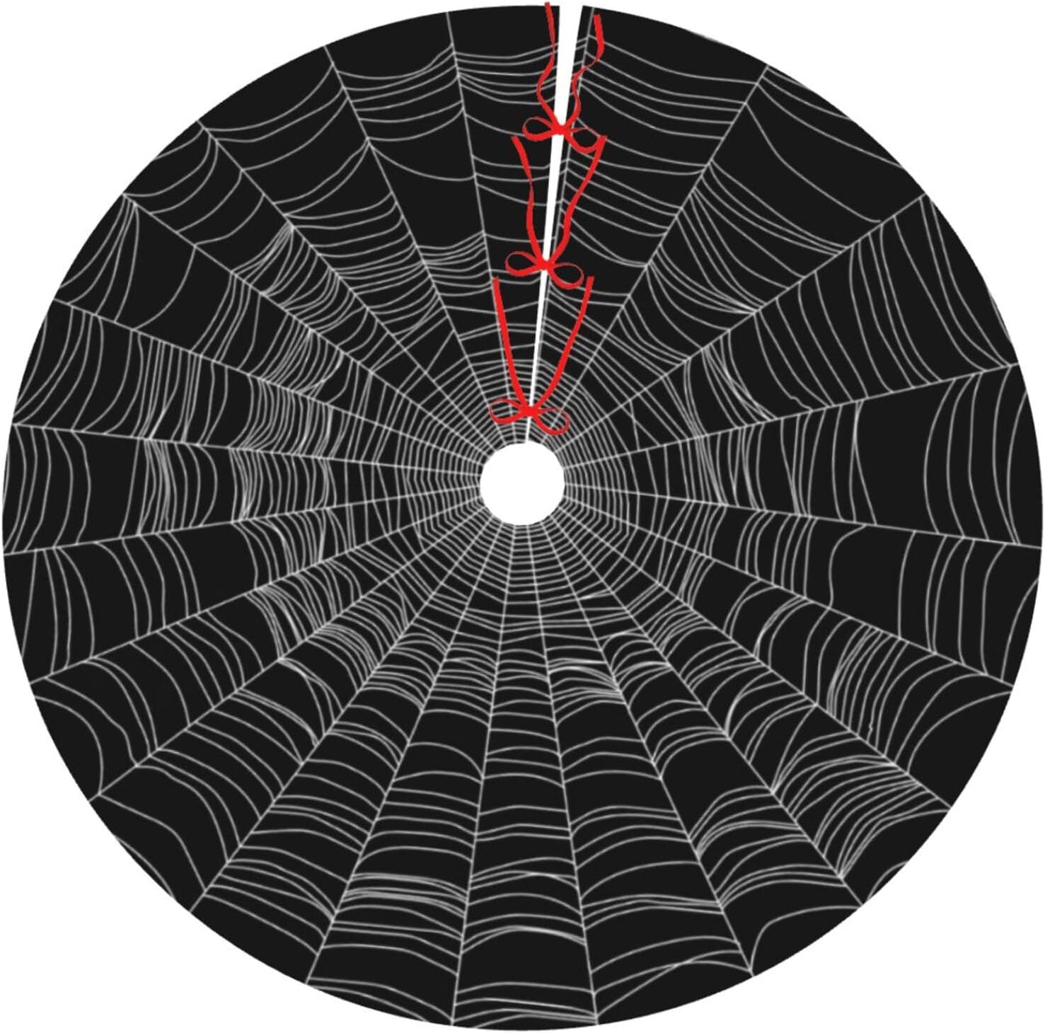 Funny Halloween Spider Web Black White 36 Inch Christmas Tree Skirt Carpet Mat Funny Party Decor Supplies for Xmas Halloween Decorations Occasion Ornament