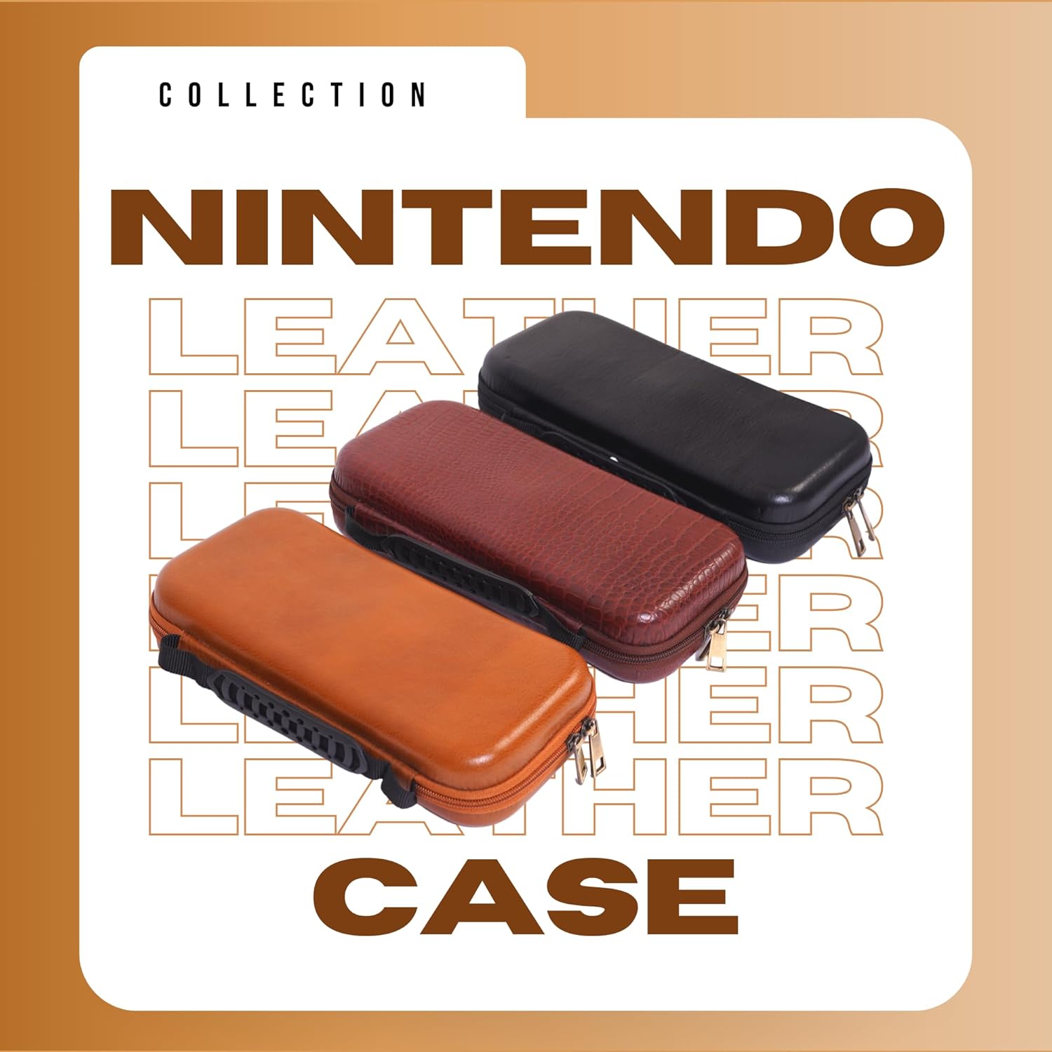 DreamController Limited Edition Genuine Leather Hard Shell Travel Case for Nintendo Switch with 10 Gamecard Slot with Back Protective Dockable Case, 2 Joycon Cover, 4 Thumbstick Cap & Screen Protector - Image 7