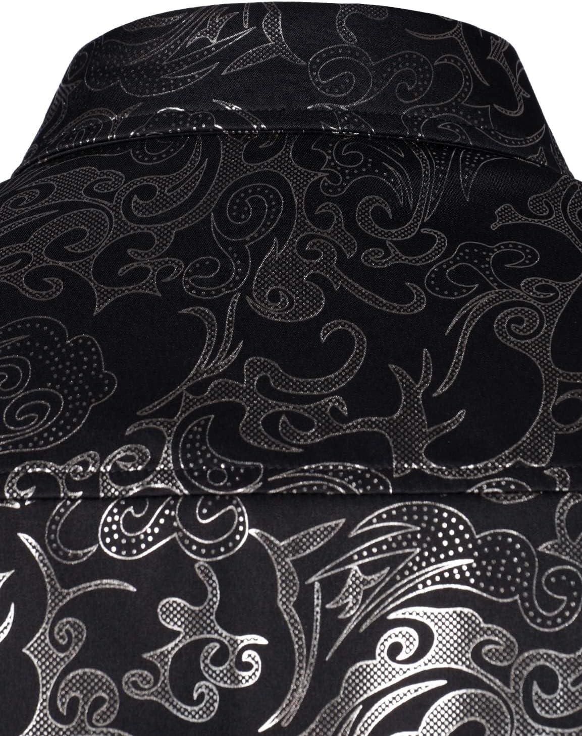 ZEROYAA Men's Luxury Gold Prom Design Slim Fit Long Sleeve Button up Party Dress Shirts - Image 5