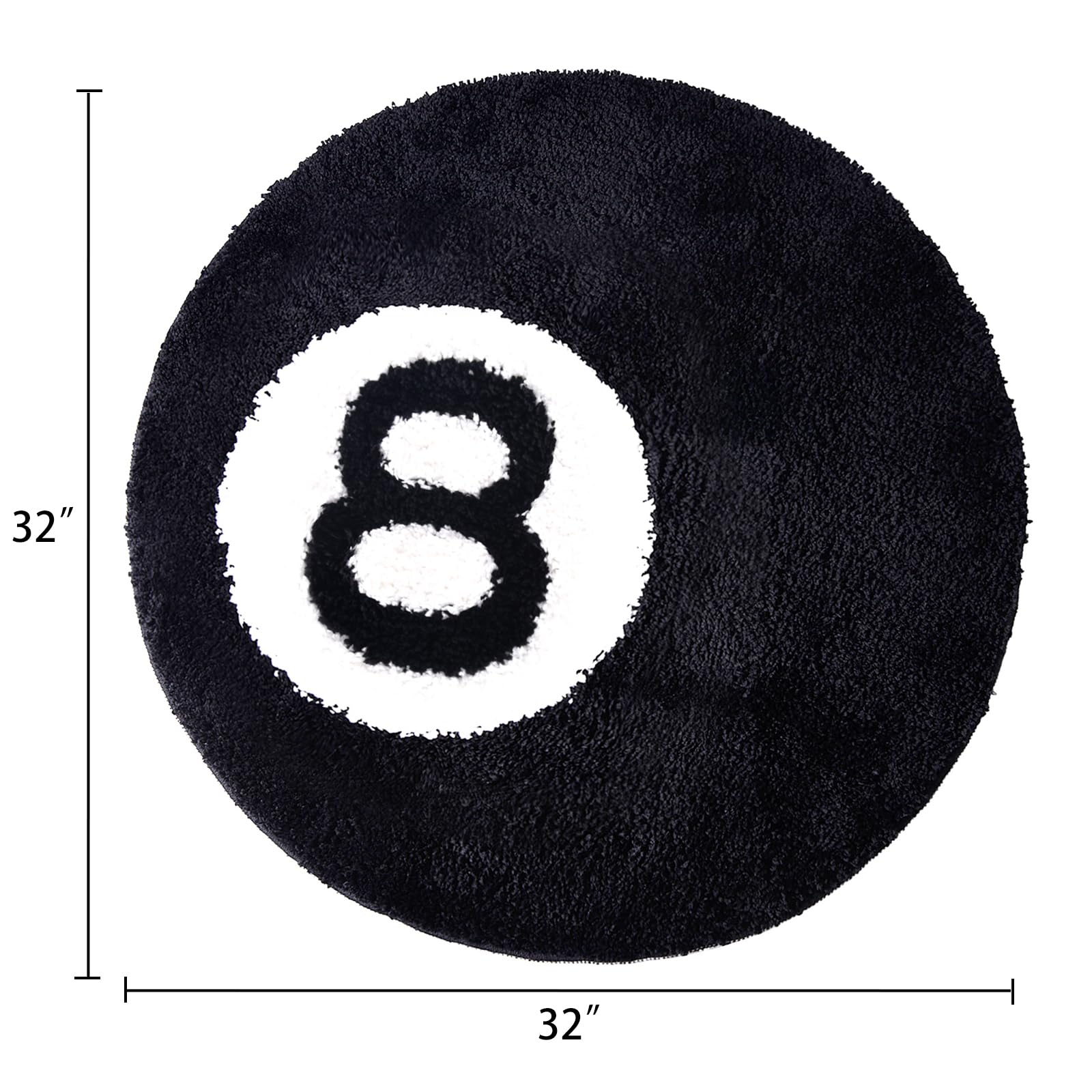 ラグ・カーペット Kyne Stamp Circle Rug by ROOM Black 8 Ball Rug - 32 Inch Black Round Rug for 8 Ball Decor, Billiard