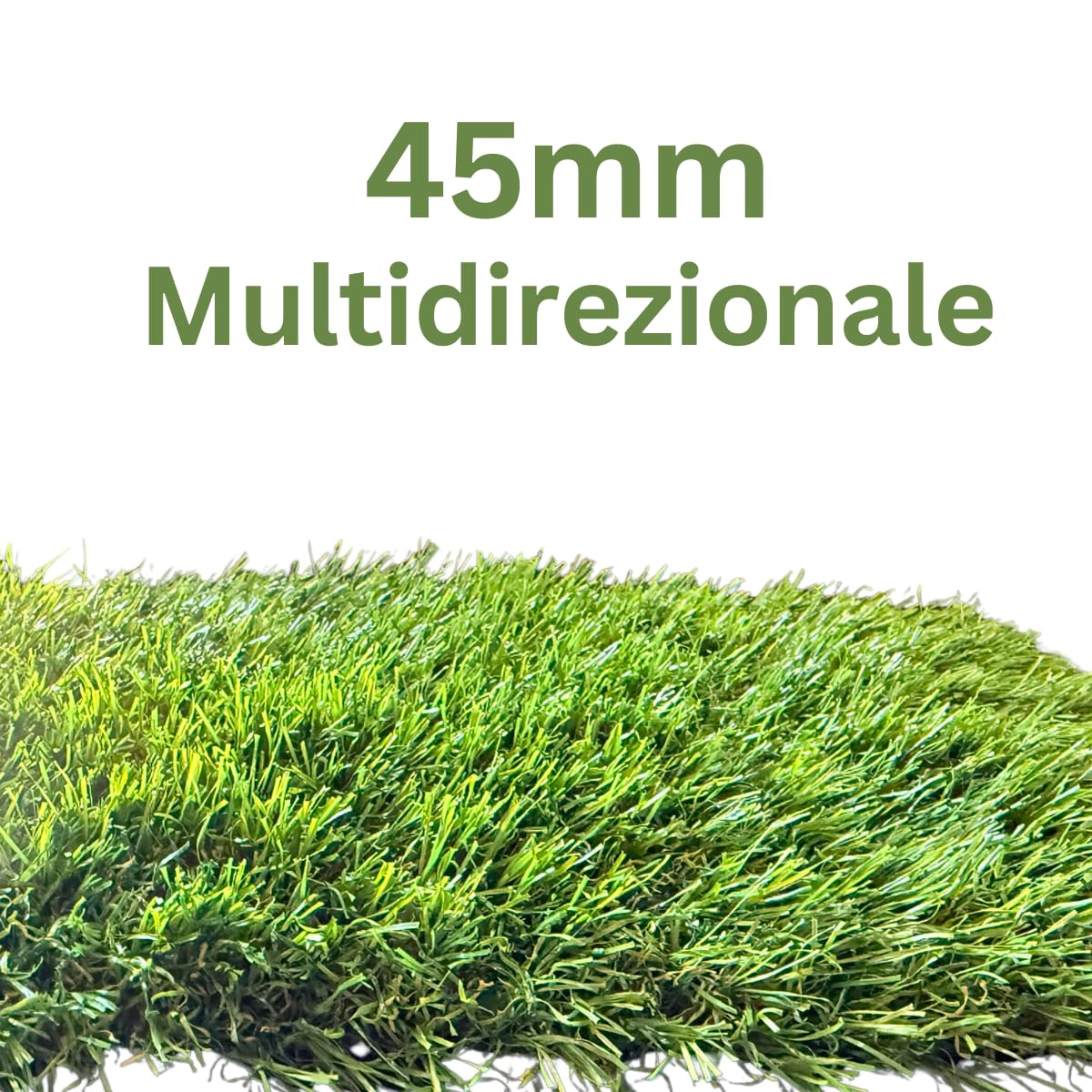 Prato Sintetico 45MM con Erba Multidirezionale - Rotolo Erba Sintetica Effetto Super Realistico (1x10 Metri) | Drenante, multidirezionale, prato sintetico effetto realistico
