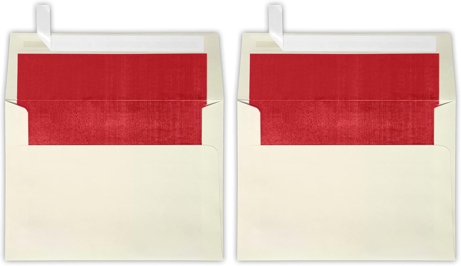LUXPaper A7 Foil Lined Invitation Envelopes | Peel & Press | 5 1/4" x 7 1/4" | Natural w/Red LUX Lining | 70lb. Text | 50 Qty (Pack of 2)