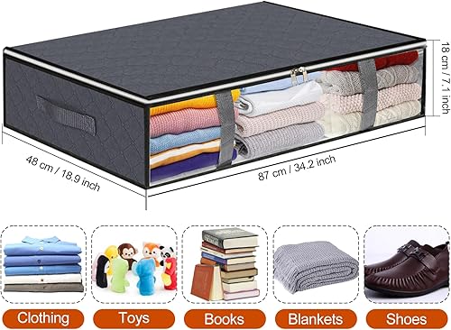 Miniatura 2 de Contenedores de almacenamiento debajo de la cama, organización y almacenamiento de armario de gran capacidad, almacenamiento de juguetes con asas