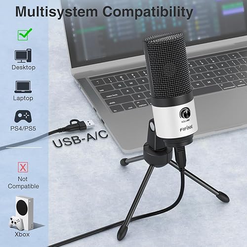 Miniatura 2 de FIFINE - Micrófono USB para podcast, micrófono de grabación para PC y computadora portátil, micrófono de condensador de estudio con perilla de