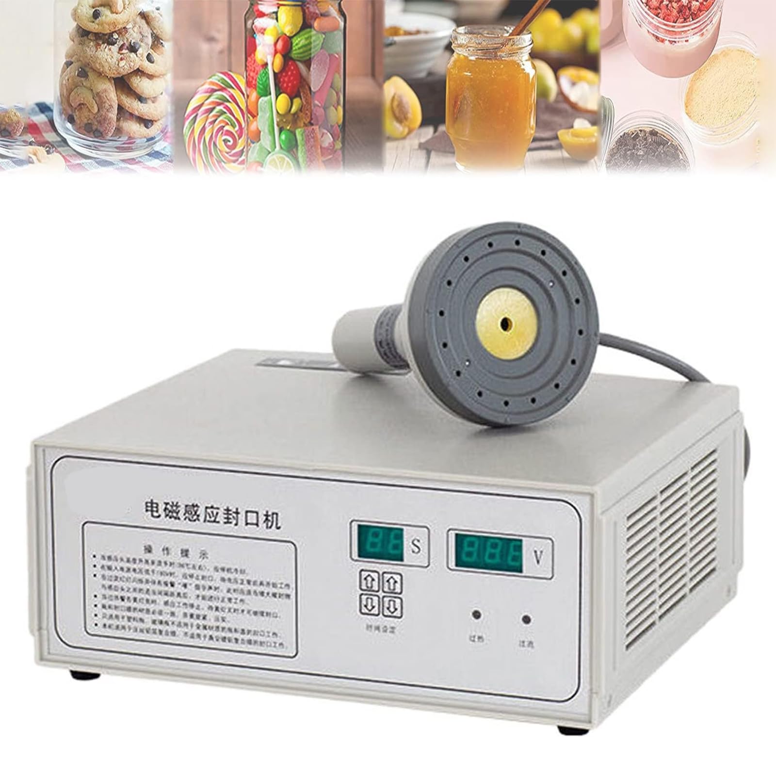 MRKU Scelleuse Automatique Portable à Induction électromagnétique avec Fonction de comptage et minuterie, diamètre 10-130 mm, pour gobelets, boîtes et sachets.