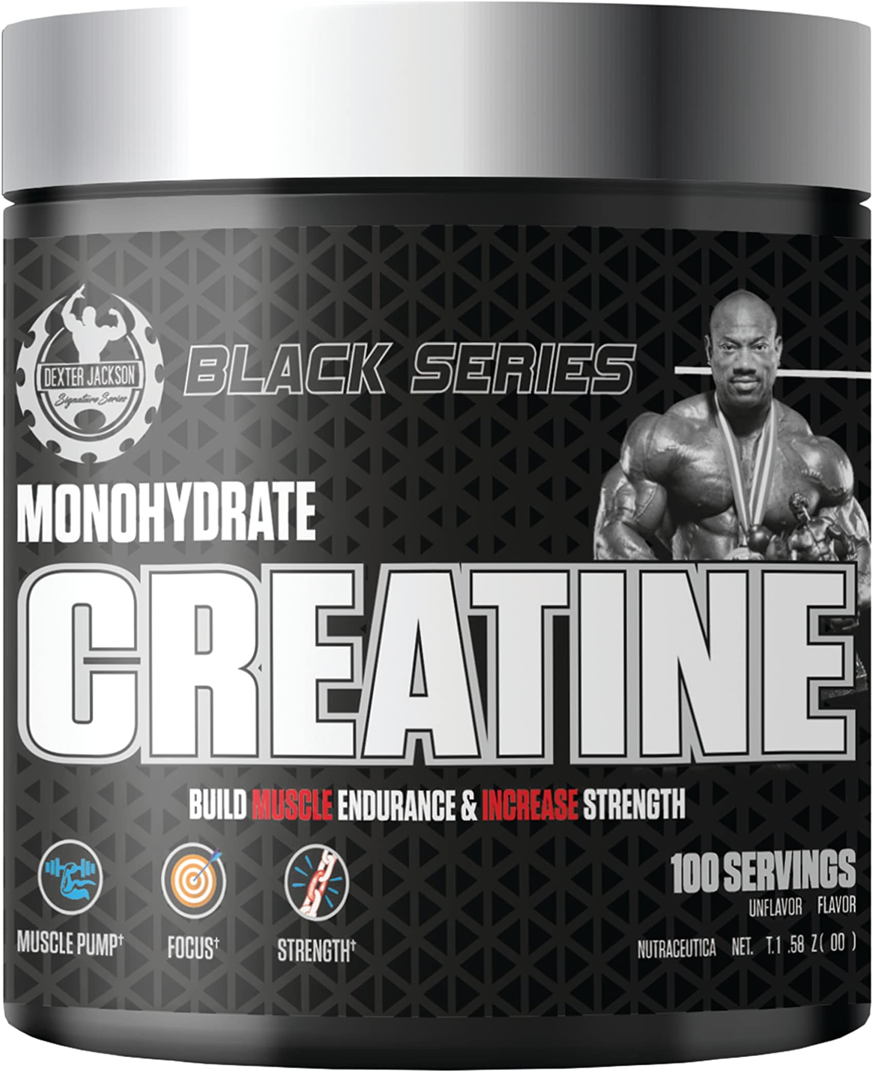 Dexter Jackson Signature Series Dexter Jackson Black Series Monohydrate Creatine - 300g, 100 Servings | Micronized for Enhanced Absorption