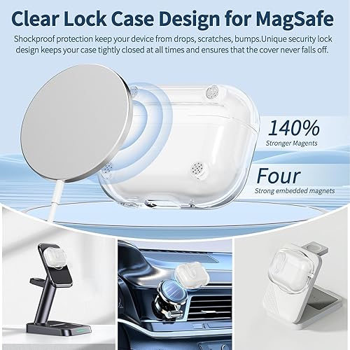 Miniatura 4 de Funda transparente para AirPods Pro de 21 generación con cerradura, MagSafe, TPU suave y transparente, funda para Apple Airpod iPod Pro de 21