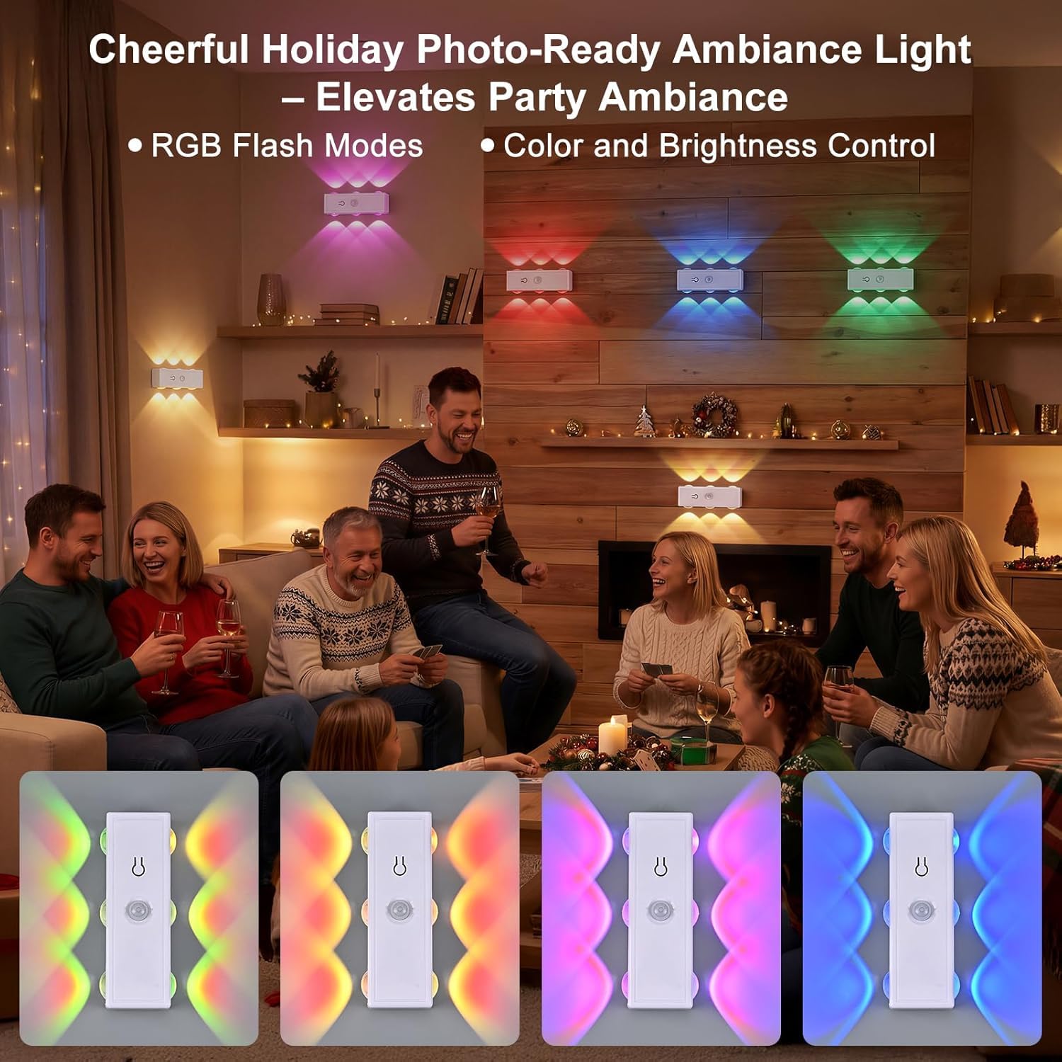 4 luci notturne ricaricabili con sensore di movimento RGB + LED dimmerabili per scale, senza fili con 3 modalità (Auto/ON/OFF) luci notturne per bambini per camera da letto corridoio cameretta cucina