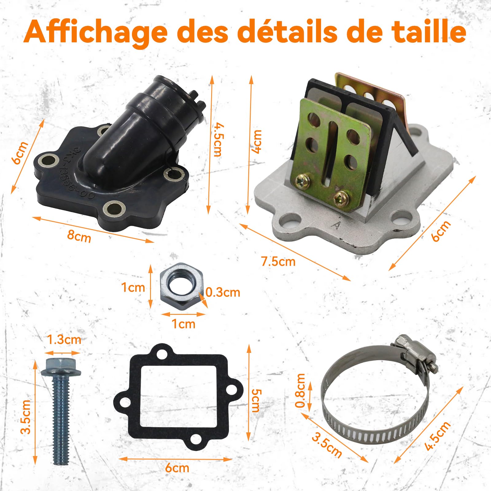 Bloc membrane avec collecteur d'admission et kit de joints - Compatible avec Yamaha Aerox, Nitro, Aprilia SR50, CPI, MBK, Sachs Roller (OEM : 0450065, 0450063)