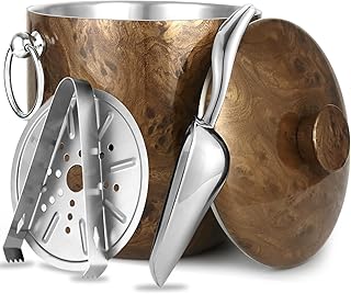 Sponsored Ad - Ice Bucket with Lid, Scoop, Tongs and Strainer - Well Made Insulated Stainless Steel Keep Ice Frozen Longer...