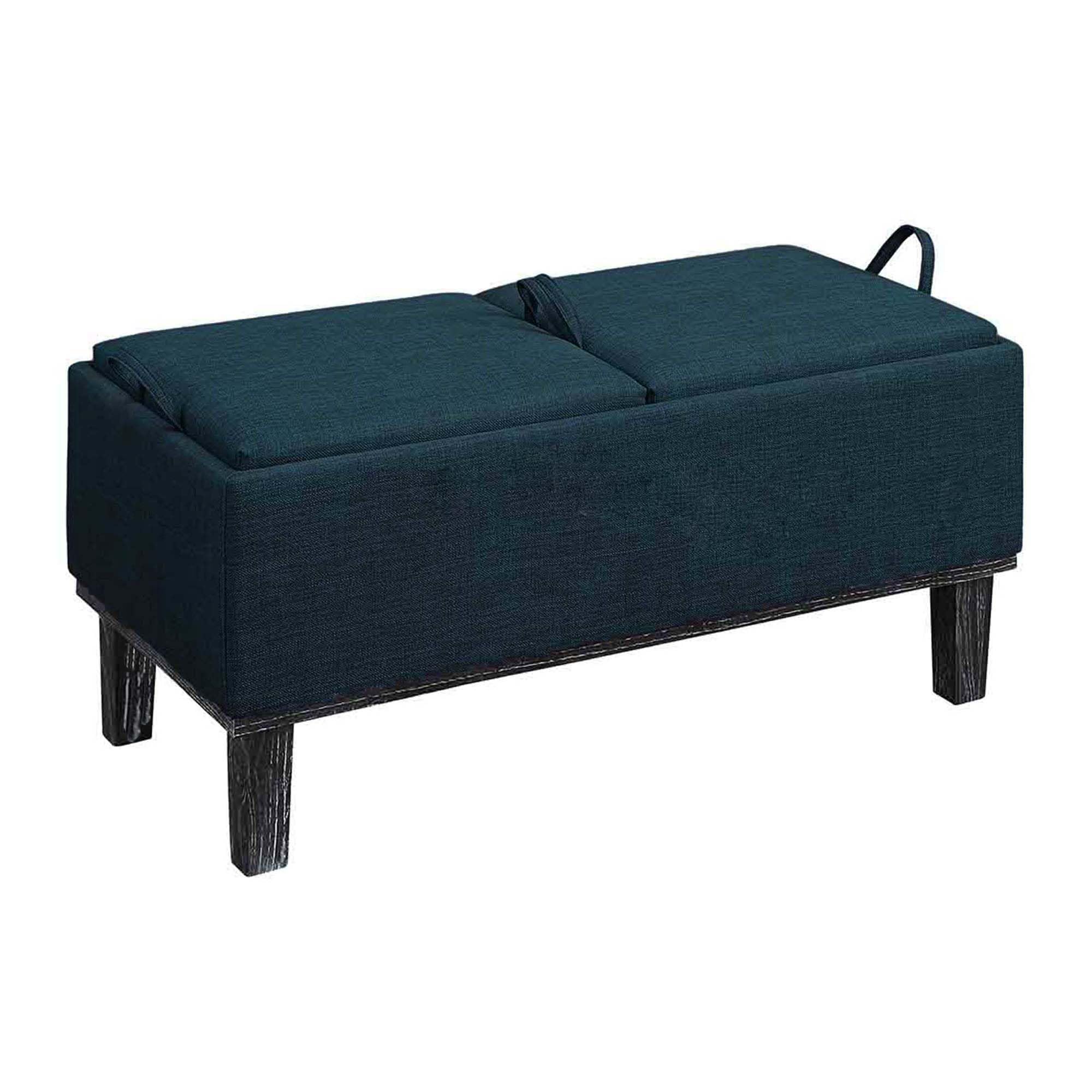 Convenience Concepts Designs4Comfort Brentwood Storage Ottoman, Blue Fabric