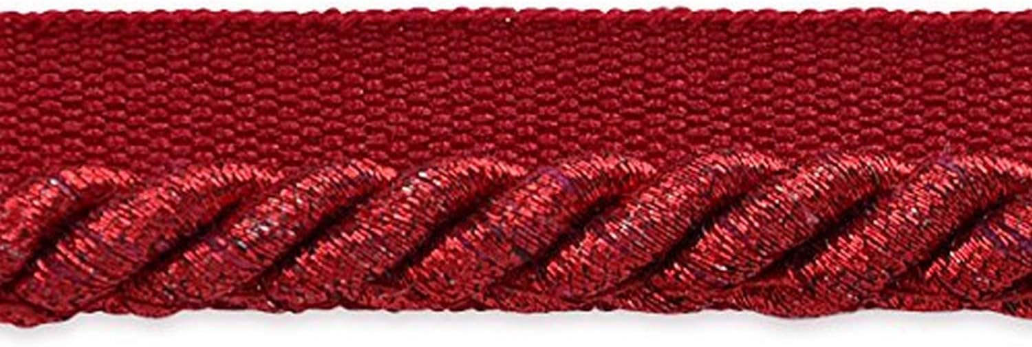 Trims by the Yard Gloria 1/4" Metallic Twisted Lip Cord Trim | Metallic Red| (20 yard cut)