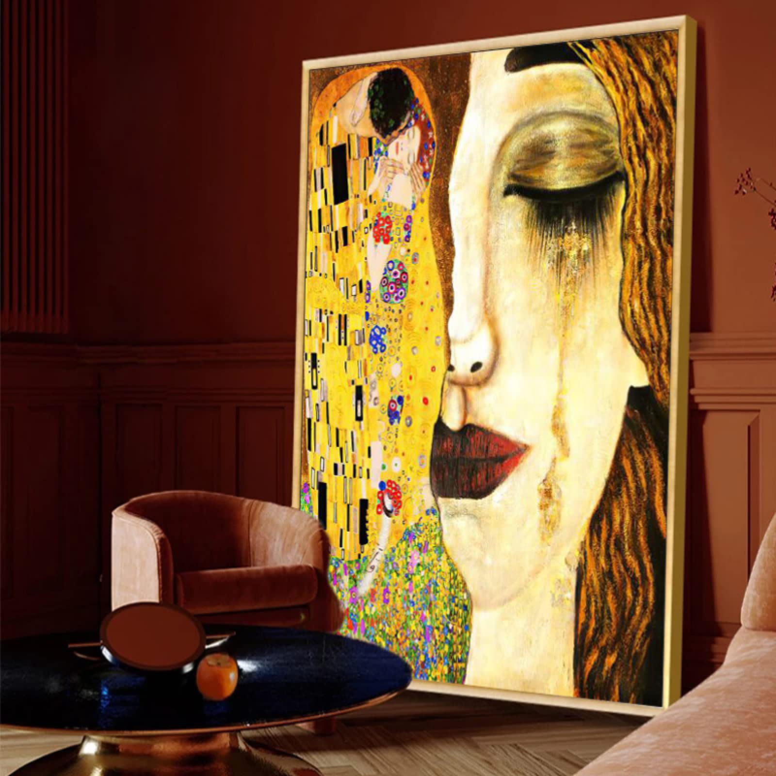 Amazon｜Gustav Klimt Kiss Tear クラシックアート キャンバス絵画
